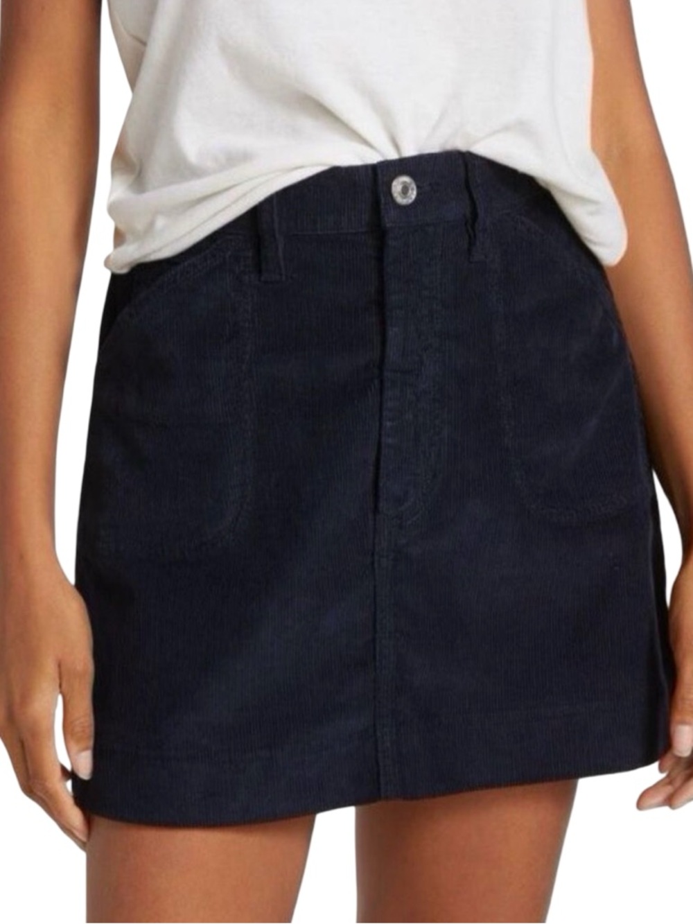 RE/DONE 70’s Pocket Mini Corduroy Skirt - Navy Blue - Size 30 - Retail $265